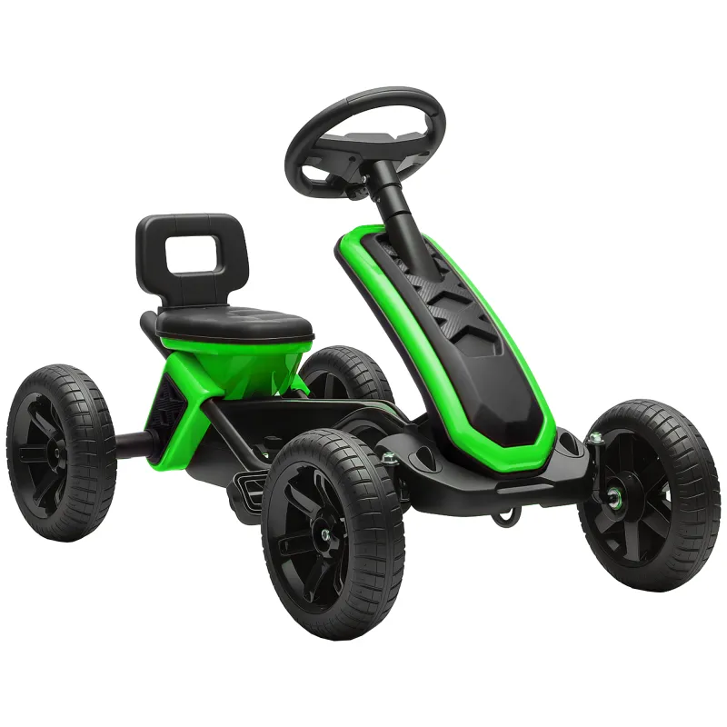 Kart Pedales con Ruedas Antideslizantes de EVA Marco Metálico Carga 30 kg para Niños y Niñas de 2-5 Años Verde