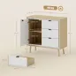 Aparador para Salón Moderno con Puerta 3 Cajones Estante Ajustable para Comedor Entrada 80x35x77 cm Blanco y Roble