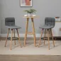 Juego de 2 Taburetes Altos de Cocina con Respaldo Reposapiés Patas de Madera Estilo Moderno Gris