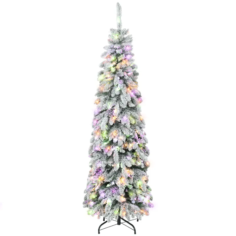 Árbol de Navidad Estrecho 180 cm con Luces LED Bicolores 11 Modos de Iluminación Temporizador 540 Ramas Verde