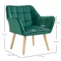 Butaca de Salón Moderna Tapizado en Terciopelo con Patas de Madera Sillón Relax para Sala de Estar Verde