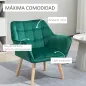 Butaca de Salón Moderna Tapizado en Terciopelo con Patas de Madera Sillón Relax para Sala de Estar Verde