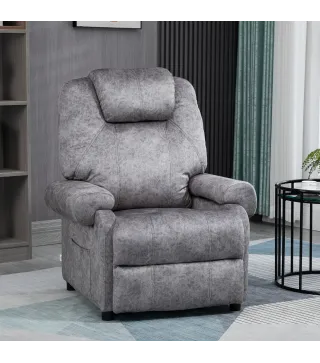Sillón Relax Reclinable Manual hasta 135º con Reposabrazos Reposapiés Acolchado Grueso Gris