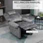 Sillón Relax Reclinable Manual hasta 135º con Reposabrazos Reposapiés Acolchado Grueso Gris Sillón Relax Reclinable Manual hasta 135º con Reposabrazos Reposapiés Acolchado Grueso Gris