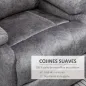 Sillón Relax Reclinable Manual hasta 135º con Reposabrazos Reposapiés Acolchado Grueso Gris Sillón Relax Reclinable Manual hasta 135º con Reposabrazos Reposapiés Acolchado Grueso Gris