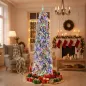 Árbol de Navidad Estrecho 225 cm con Luces LED Bicolores 11 Modos de Iluminación Temporizador 800 Ramas Verde