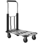 Carretilla de Mano Plegable de Aluminio Carga 150 kg con Ruedas Mango Ajustable y Plataforma Extensible Plata y Negro