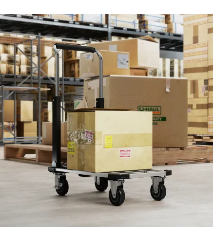 Carretilla de Mano Plegable de Aluminio Carga 150 kg con Ruedas Mango Ajustable y Plataforma Extensible Plata y Negro