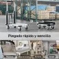 Carretilla de Mano Plegable de Aluminio Carga 150 kg con Ruedas Mango Ajustable y Plataforma Extensible Plata y Negro