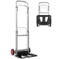Carretilla de Mano Plegable de Aluminio Carga 90 kg con Ruedas Mango Telescópico Ajustable 40x41x108 cm Plata y Negro