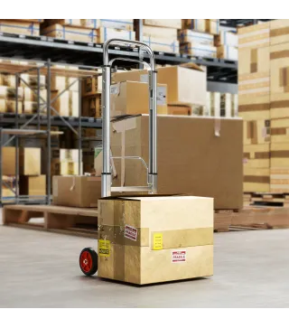 Carretilla de Mano Plegable de Aluminio Carga 90 kg con Ruedas Mango Telescópico Ajustable 40x41x108 cm Plata y Negro