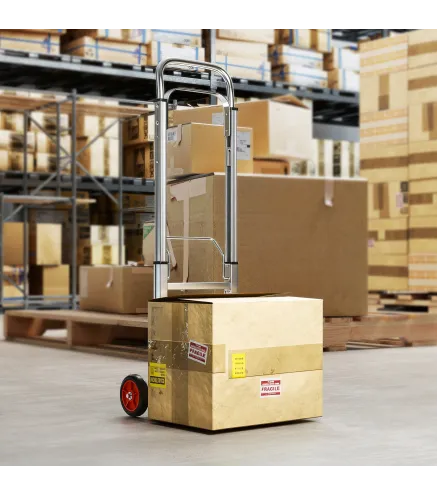 Carretilla de Mano Plegable de Aluminio Carga 90 kg con Ruedas Mango Telescópico Ajustable 40x41x108 cm Plata y Negro