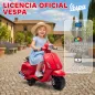 Moto Eléctrica para Niños de 2-6 Años con Batería 6V Faro Bocina y Ruedas Auxiliares Rojo