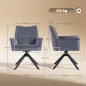 Juego de 2 Sillas de Comedor Giratorias con Reposabrazos Respaldo Acolchado Tapizado en Terciopelo Patas de Acero Gris