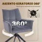 Juego de 2 Sillas de Comedor Giratorias con Reposabrazos Respaldo Acolchado Tapizado en Terciopelo Patas de Acero Gris