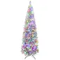 Árbol de Navidad Estrecho 210 cm con Luces LED Bicolores 11 Modos de Iluminación 687 Ramas Verde