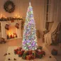 Árbol de Navidad Estrecho 210 cm con Luces LED Bicolores 11 Modos de Iluminación 687 Ramas Verde