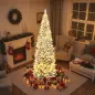 Árbol de Navidad Estrecho 210 cm con Luces LED Bicolores 11 Modos de Iluminación 687 Ramas Verde