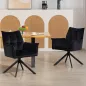 Pack de 2 Sillas de Comedor Giratorias con Reposabrazos Respaldo Acolchado Tapizado en Terciopelo Patas de Acero Negro