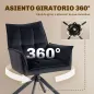 Pack de 2 Sillas de Comedor Giratorias con Reposabrazos Respaldo Acolchado Tapizado en Terciopelo Patas de Acero Negro