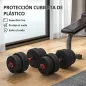 Juego de Mancuernas Ajustables 30 kg 2 en 1 con Barras Conexión y Mangos Antideslizantes para Gimnasio en Casa Negro