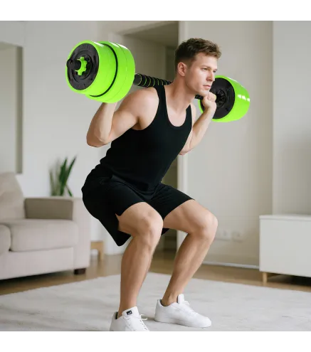 Juego de Mancuernas Ajustables 30 kg 4 en 1 como Kettlebell Barra Mancuernas Soporte para Flexiones para Gimnasio Casa