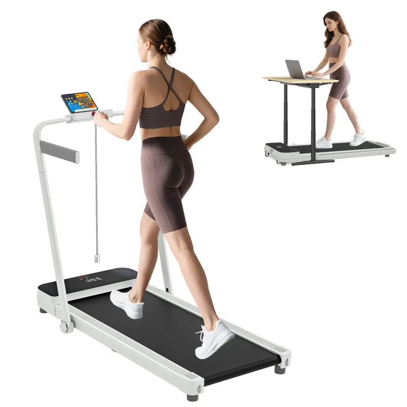 Cinta de Correr Plegable Inclinado Debajo del Escritorio con 2.5HP 0-12 KM/H Pantalla LED Control Remoto y Soporte