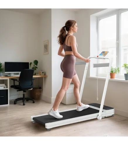 Cinta de Correr Plegable Inclinado Debajo del Escritorio con 2.5HP 0-12 KM/H Pantalla LED Control Remoto y Soporte