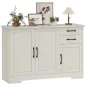Aparador para Salón Moderno con 3 Puertas 2 Cajones Estante Ajustable para Comedor Entrada 120x38x79 cm Crema
