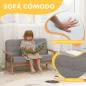 Sofá para Niños de 2 Plazas Sillón Infantil de Felpa Suave Estructura de Madera para Niños de +3 Años Gris