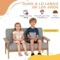 Sofá para Niños de 2 Plazas Sillón Infantil de Felpa Suave Estructura de Madera para Niños de +3 Años Gris