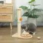 Poste Rascador para Gatos Altura 56,5 cm con 3 Bolas Colgantes Juguete de Pelota de Pista Madera Natural