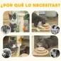 Poste Rascador para Gatos Altura 56,5 cm con 3 Bolas Colgantes Juguete de Pelota de Pista Madera Natural