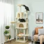 Árbol Rascador para Gatos con Plataforma Torre Escalador para Gatos con Cama Cuevas Postes de Sisal 60x48x202 cm Beige