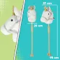 Cabeza de Caballo con Palo de Madera Diseño Unicornio Sonidos y Ruedas Caballo de Juguete 95 cm de Altura Blanco