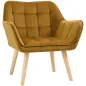 Butaca de Salón Moderna Tapizado en Terciopelo con Patas de Madera para Sala de Estar Amarillo Butaca de Salón Moderna Tapizado en Terciopelo con Patas de Madera para Sala de Estar Amarillo