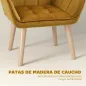 Butaca de Salón Moderna Tapizado en Terciopelo con Patas de Madera para Sala de Estar Amarillo