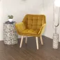 Butaca de Salón Moderna Tapizado en Terciopelo con Patas de Madera para Sala de Estar Amarillo