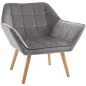 Butaca de Salón Moderna Tapizado en Terciopelo con Patas de Madera Sillón Relax para Sala de Estar Gris