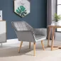 Butaca de Salón Moderna Tapizado en Terciopelo con Patas de Madera Sillón Relax para Sala de Estar Gris