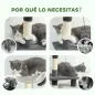 Árbol Rascador para Gatos 85 cm con Plataformas Cueva Postes Rascadores Tapete de Sisal Bolas Gris Claro y Negro