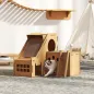 Rascador Cartón para Gatos Forma Castillo 2 en 1 Rascador para Gatos con 2 Zonas de Rascado Catnip 67x66x57 cm Marrón