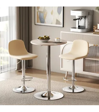 Mesa de Bar con Altura Ajustable Giratoria 360° Base Redonda Mesa Alta de Bar para Cocina Comedor Ø60x67-93 cm Natural