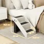 Escalera para Perros Plegable de 3 Peldaños para Mascotas Mayores para Cama Sofá 53x30,5x36,5 cm Crema