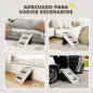 Escalera para Perros Plegable de 3 Peldaños para Mascotas Mayores para Cama Sofá 53x30,5x36,5 cm Crema