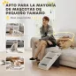 Escalera para Perros Plegable de 3 Peldaños para Mascotas Mayores para Cama Sofá 53x30,5x36,5 cm Crema