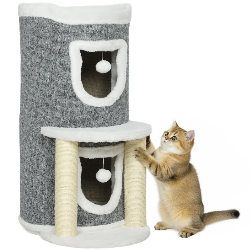 Árbol Rascador para Gatos Árbol para Gatos 76 cm con Cama 2 Cuevas Postes de Sisal Alfombra Bolas para Jugar Gris Árbol Rascador para Gatos Árbol para Gatos 76 cm con Cama 2 Cuevas Postes de Sisal Alfombra Bolas para Jugar Gris
