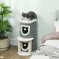 Árbol Rascador para Gatos Árbol para Gatos 76 cm con Cama 2 Cuevas Postes de Sisal Alfombra Bolas para Jugar Gris