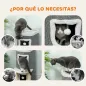 Árbol Rascador para Gatos Árbol para Gatos 76 cm con Cama 2 Cuevas Postes de Sisal Alfombra Bolas para Jugar Gris