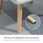 Butaca de Salón Moderna Tapizado en Terciopelo con Patas de Madera Sillón Relax para Sala de Estar Crema